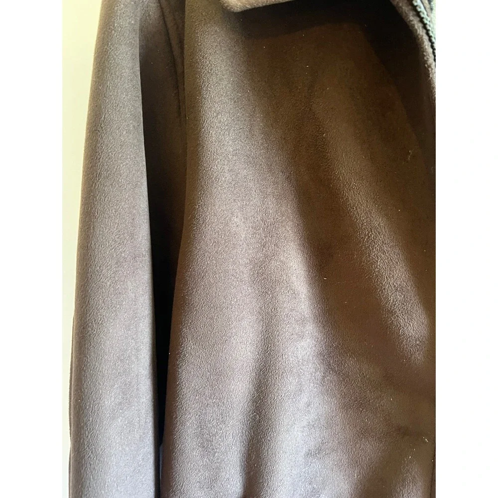 Warm Chocolate Brown Faux Suede Cozy Jacket Faux Fur Lined Medium Sportswear